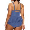 imageYonique Plus Size Swimsuits for Women Tummy Control Two Piece Bathing Suits Peplum Tankini Tops High Waisted SwimwearGrey Blue