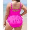 imageYonique Plus Size Swimsuits for Women Tummy Control Two Piece Bathing Suits Peplum Tankini Tops High Waisted SwimwearHot Pink