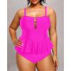 imageYonique Plus Size Swimsuits for Women Tummy Control Two Piece Bathing Suits Peplum Tankini Tops High Waisted SwimwearHot Pink
