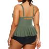 imageYonique Plus Size Swimsuits for Women Tummy Control Two Piece Bathing Suits Peplum Tankini Tops High Waisted SwimwearLight Army Green