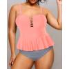 imageYonique Plus Size Swimsuits for Women Tummy Control Two Piece Bathing Suits Peplum Tankini Tops High Waisted SwimwearPink Stripe