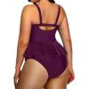 imageYonique Plus Size Swimsuits for Women Tummy Control Two Piece Bathing Suits Peplum Tankini Tops High Waisted SwimwearPurple