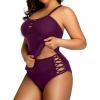 imageYonique Plus Size Swimsuits for Women Tummy Control Two Piece Bathing Suits Peplum Tankini Tops High Waisted SwimwearPurple