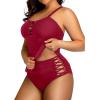 imageYonique Plus Size Swimsuits for Women Tummy Control Two Piece Bathing Suits Peplum Tankini Tops High Waisted SwimwearRed