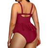 imageYonique Plus Size Swimsuits for Women Tummy Control Two Piece Bathing Suits Peplum Tankini Tops High Waisted SwimwearRed