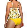 imageYonique Plus Size Swimsuits for Women Tummy Control Two Piece Bathing Suits Peplum Tankini Tops High Waisted SwimwearSunflower