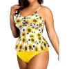 imageYonique Plus Size Swimsuits for Women Tummy Control Two Piece Bathing Suits Peplum Tankini Tops High Waisted SwimwearSunflower