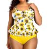 imageYonique Plus Size Swimsuits for Women Tummy Control Two Piece Bathing Suits Peplum Tankini Tops High Waisted SwimwearSunflower