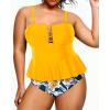 imageYonique Plus Size Swimsuits for Women Tummy Control Two Piece Bathing Suits Peplum Tankini Tops High Waisted SwimwearYellow