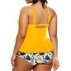 imageYonique Plus Size Swimsuits for Women Tummy Control Two Piece Bathing Suits Peplum Tankini Tops High Waisted SwimwearYellow