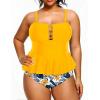 imageYonique Plus Size Swimsuits for Women Tummy Control Two Piece Bathing Suits Peplum Tankini Tops High Waisted SwimwearYellow