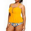 imageYonique Plus Size Swimsuits for Women Tummy Control Two Piece Bathing Suits Peplum Tankini Tops High Waisted SwimwearYellow