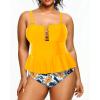 imageYonique Plus Size Swimsuits for Women Tummy Control Two Piece Bathing Suits Peplum Tankini Tops High Waisted SwimwearYellow