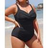imageYonique Women Plus Size One Piece Swimsuits Tummy Control Bathing Suits Twist Front Ruched SwimwearBlack