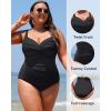 imageYonique Women Plus Size One Piece Swimsuits Tummy Control Bathing Suits Twist Front Ruched SwimwearBlack