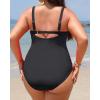 imageYonique Women Plus Size One Piece Swimsuits Tummy Control Bathing Suits Twist Front Ruched SwimwearBlack