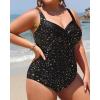 imageYonique Women Plus Size One Piece Swimsuits Tummy Control Bathing Suits Twist Front Ruched SwimwearBlack and Stars