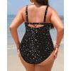 imageYonique Women Plus Size One Piece Swimsuits Tummy Control Bathing Suits Twist Front Ruched SwimwearBlack and Stars