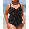 imageYonique Women Plus Size One Piece Swimsuits Tummy Control Bathing Suits Twist Front Ruched SwimwearBlack and Stars