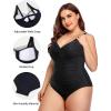 imageYonique Women Plus Size One Piece Swimsuits Tummy Control Bathing Suits Twist Front Ruched SwimwearBlue  Black