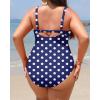 imageYonique Women Plus Size One Piece Swimsuits Tummy Control Bathing Suits Twist Front Ruched SwimwearBlue and White Dot