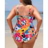 imageYonique Women Plus Size One Piece Swimsuits Tummy Control Bathing Suits Twist Front Ruched SwimwearColorful Flowers