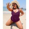 imageYonique Women Plus Size One Piece Swimsuits Tummy Control Bathing Suits Twist Front Ruched SwimwearDeep Purple