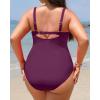 imageYonique Women Plus Size One Piece Swimsuits Tummy Control Bathing Suits Twist Front Ruched SwimwearDeep Purple