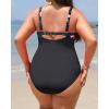 imageYonique Women Plus Size One Piece Swimsuits Tummy Control Bathing Suits Twist Front Ruched SwimwearFloral  Black