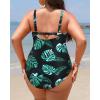 imageYonique Women Plus Size One Piece Swimsuits Tummy Control Bathing Suits Twist Front Ruched SwimwearGreen Leaf