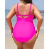imageYonique Women Plus Size One Piece Swimsuits Tummy Control Bathing Suits Twist Front Ruched SwimwearHot Pink