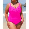 imageYonique Women Plus Size One Piece Swimsuits Tummy Control Bathing Suits Twist Front Ruched SwimwearHot Pink
