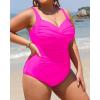 imageYonique Women Plus Size One Piece Swimsuits Tummy Control Bathing Suits Twist Front Ruched SwimwearHot Pink