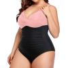 imageYonique Women Plus Size One Piece Swimsuits Tummy Control Bathing Suits Twist Front Ruched SwimwearPink Stitching Black