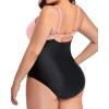 imageYonique Women Plus Size One Piece Swimsuits Tummy Control Bathing Suits Twist Front Ruched SwimwearPink Stitching Black