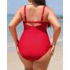 imageYonique Women Plus Size One Piece Swimsuits Tummy Control Bathing Suits Twist Front Ruched SwimwearRed