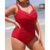 imageYonique Women Plus Size One Piece Swimsuits Tummy Control Bathing Suits Twist Front Ruched SwimwearRed