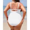 imageYonique Women Plus Size One Piece Swimsuits Tummy Control Bathing Suits Twist Front Ruched SwimwearWhite