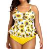 imageYonique Plus Size Swimsuits for Women Tummy Control Two Piece Bathing Suits Peplum Tankini Tops High Waisted SwimwearSunflower