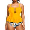 imageYonique Plus Size Swimsuits for Women Tummy Control Two Piece Bathing Suits Peplum Tankini Tops High Waisted SwimwearYellow