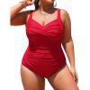 imageYonique Women Plus Size One Piece Swimsuits Tummy Control Bathing Suits Twist Front Ruched SwimwearRed