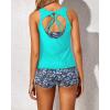 imageYonique 3 Piece Tankini Swimsuits for Women Swim Tank Top Bathing Suits with Boy Shorts and Bra Athletic SwimwearAqua Green