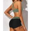 imageYonique 3 Piece Tankini Swimsuits for Women Swim Tank Top Bathing Suits with Boy Shorts and Bra Athletic SwimwearBlack  Army Green