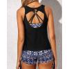 imageYonique 3 Piece Tankini Swimsuits for Women Swim Tank Top Bathing Suits with Boy Shorts and Bra Athletic SwimwearBlack  Geometric