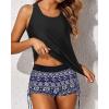 imageYonique 3 Piece Tankini Swimsuits for Women Swim Tank Top Bathing Suits with Boy Shorts and Bra Athletic SwimwearBlack  Geometric