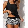imageYonique 3 Piece Tankini Swimsuits for Women Swim Tank Top Bathing Suits with Boy Shorts and Bra Athletic SwimwearBlack  Polyline