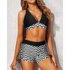 imageYonique 3 Piece Tankini Swimsuits for Women Swim Tank Top Bathing Suits with Boy Shorts and Bra Athletic SwimwearBlack  Polyline