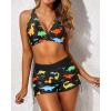 imageYonique 3 Piece Tankini Swimsuits for Women Swim Tank Top Bathing Suits with Boy Shorts and Bra Athletic SwimwearBlack Dinosaur