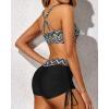 imageYonique 3 Piece Tankini Swimsuits for Women Swim Tank Top Bathing Suits with Boy Shorts and Bra Athletic SwimwearBlue Geometric