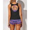 imageYonique 3 Piece Tankini Swimsuits for Women Swim Tank Top Bathing Suits with Boy Shorts and Bra Athletic SwimwearColorful Geometry